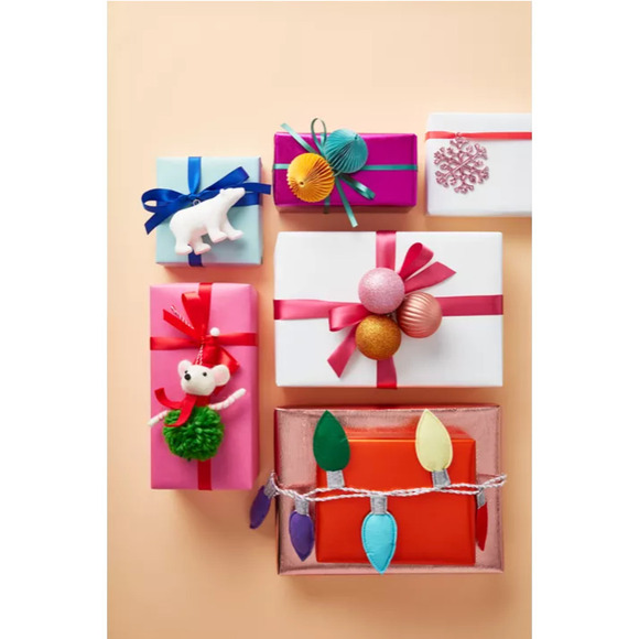 H For Happy Set Of 4 Christmas 2" Paper Squatty Teadrop Tree Ornaments Colorful - Picture 7 of 15